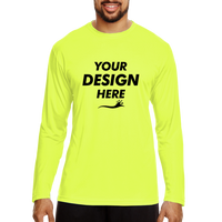Team 365 Men's Zone Performance Long Sleeve T-Shirt, Safety Yellow, Front view, Mockup