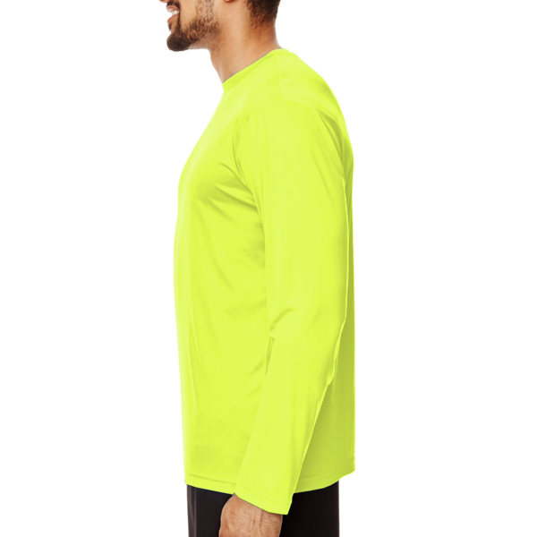 Team 365 Men's Zone Performance Long Sleeve T-Shirt, Safety Yellow, Left Sleeve view