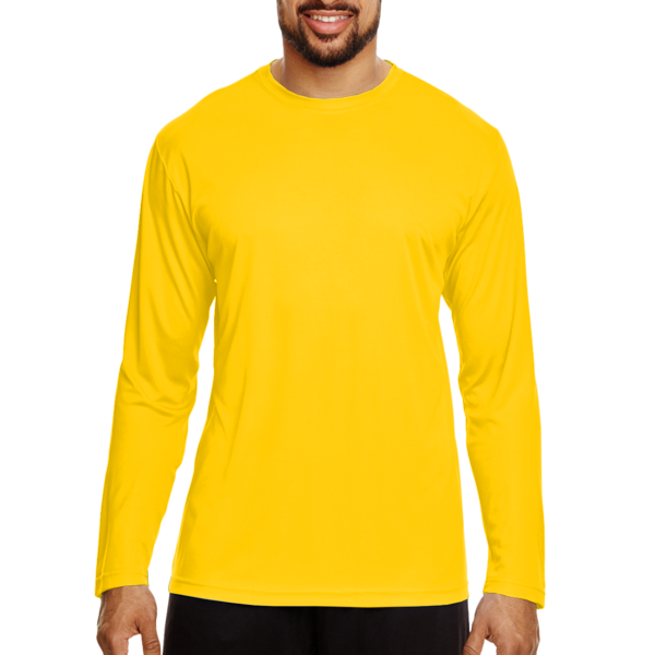 Team 365 Men's Zone Performance Long Sleeve T-Shirt, Sport Athletic Gold, Front view