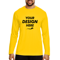 Team 365 Men's Zone Performance Long Sleeve T-Shirt, Sport Athletic Gold, Front view, Mockup