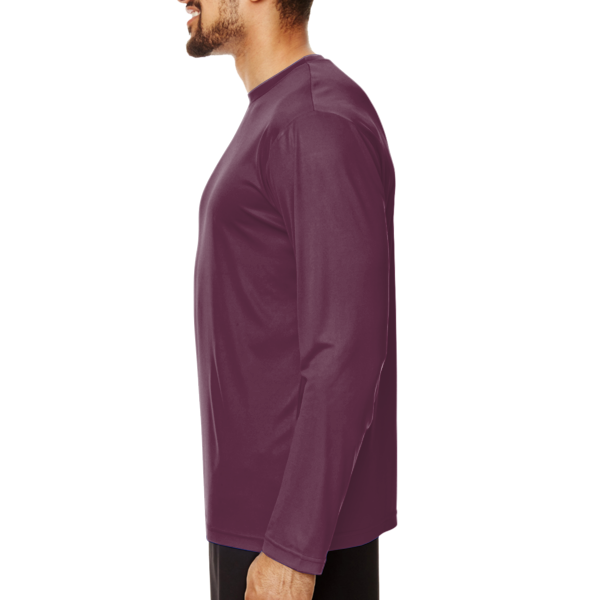 Team 365 Men's Zone Performance Long Sleeve T-Shirt, Sport Dark Maroon, Left Sleeve view