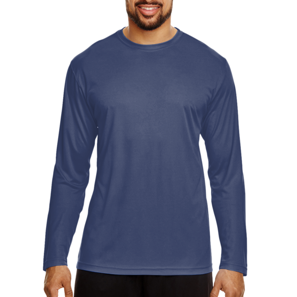 Team 365 Men's Zone Performance Long Sleeve T-Shirt, Sport Dark Navy, Front view