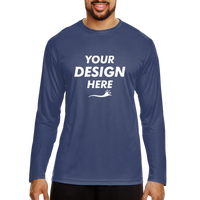 Team 365 Men's Zone Performance Long Sleeve T-Shirt, Sport Dark Navy, Front view, Mockup