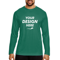 Team 365 Men's Zone Performance Long Sleeve T-Shirt, Sport Forest, Front view, Mockup