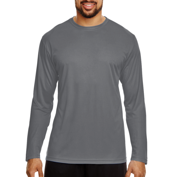 Team 365 Men's Zone Performance Long Sleeve T-Shirt, Sport Graphite, Front view