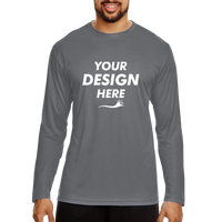 Team 365 Men's Zone Performance Long Sleeve T-Shirt, Sport Graphite, Front view, Mockup