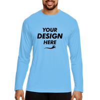 Team 365 Men's Zone Performance Long Sleeve T-Shirt, Sport Light Blue, Front view, Mockup