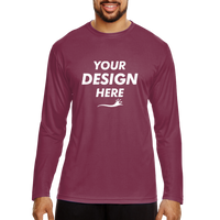 Team 365 Men's Zone Performance Long Sleeve T-Shirt, Sport Maroon, Front view, Mockup
