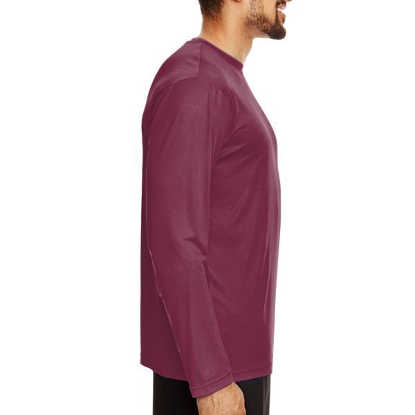 Team 365 Men's Zone Performance Long Sleeve T-Shirt, Sport Maroon, Right Sleeve view