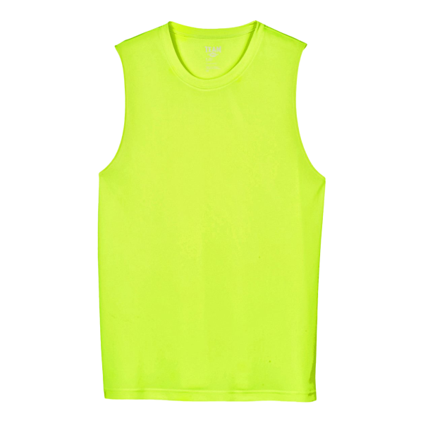 Team 365 Men's Zone Performance Muscle T-Shirt, Safety Yellow, Front view