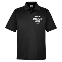 Team 365 Men's Zone Performance Polo, Black, Front view, Mockup
