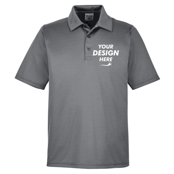 Team 365 Men's Zone Performance Polo, Sport Graphite, Front view, Mockup