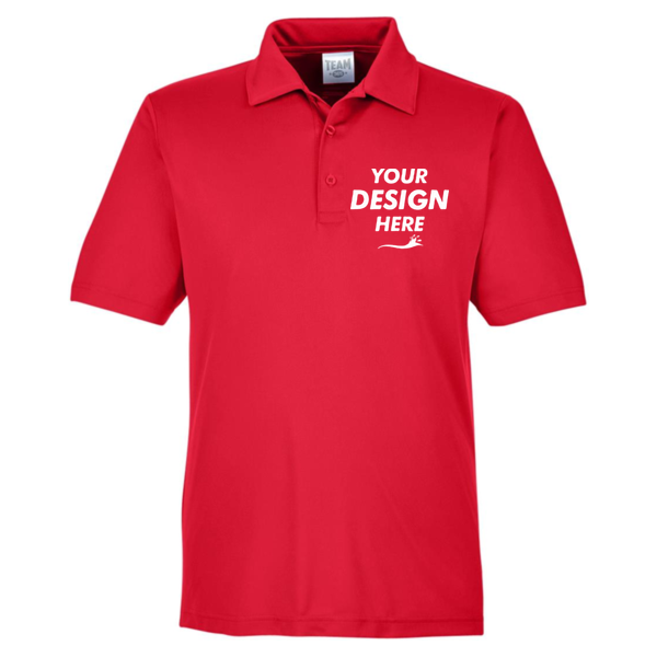 Team 365 Men's Zone Performance Polo, Sport Red, Front view, Mockup