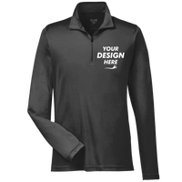Team 365 Men's Zone Performance Quarter-Zip Pullover, Black, Front view, Mockup