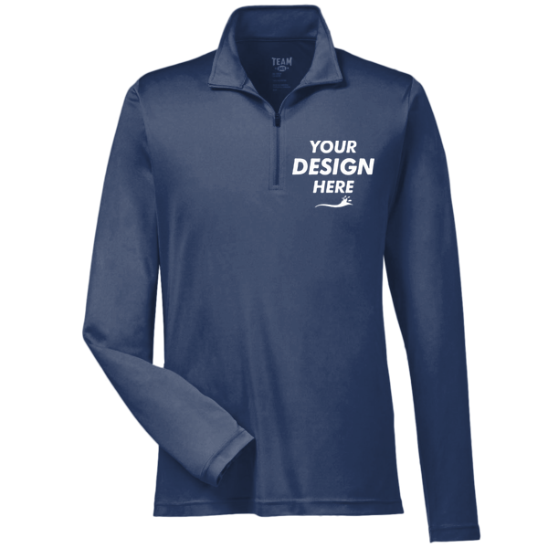 Team 365 Men's Zone Performance Quarter-Zip Pullover, Sport Dark Navy, Front view, Mockup