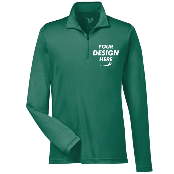 Team 365 Men's Zone Performance Quarter-Zip Pullover, Sport Forest, Front view, Mockup