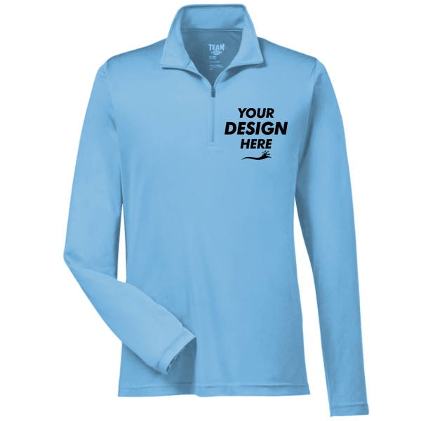 Team 365 Men's Zone Performance Quarter-Zip Pullover, Sport Light Blue, Front view, Mockup
