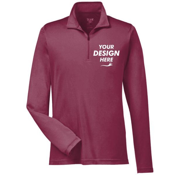Team 365 Men's Zone Performance Quarter-Zip Pullover, Sport Maroon, Front view, Mockup
