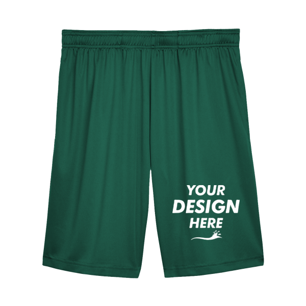 Team 365 Men's Zone Performance Shorts, Sport Forest, Front view, Mockup
