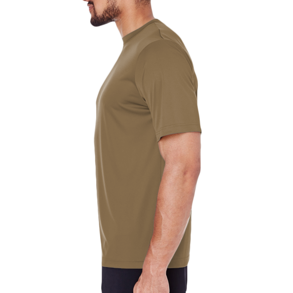 Team 365 Men's Zone Performance T-Shirt, Coyote Brown, Left Sleeve view