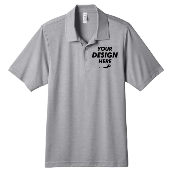 Team 365 Men's Zone Sonic Heather Performance Polo, Athletic Heather, Front view, Mockup