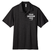 Team 365 Men's Zone Sonic Heather Performance Polo, Black Heather, Front view, Mockup