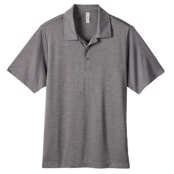 Team 365 Men's Zone Sonic Heather Performance Polo, Dark Grey Heather, Front view