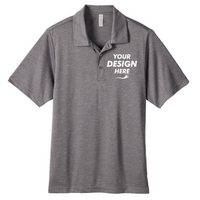 Team 365 Men's Zone Sonic Heather Performance Polo, Dark Grey Heather, Front view, Mockup