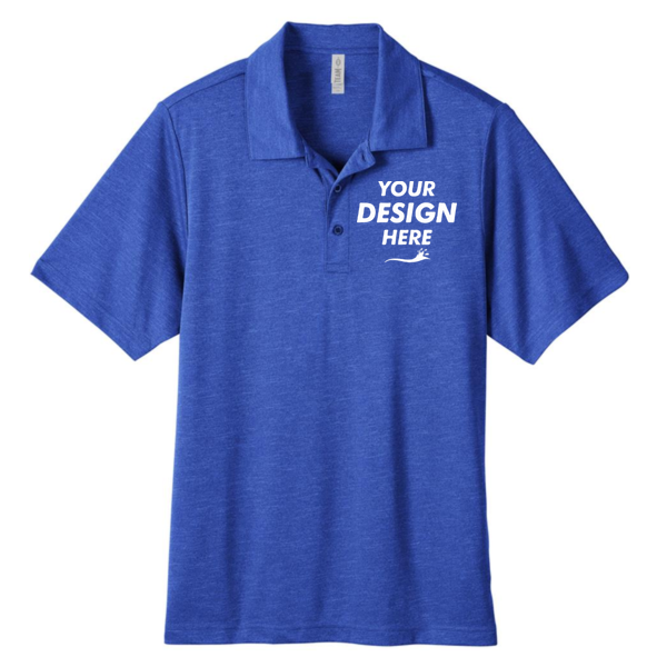 Team 365 Men's Zone Sonic Heather Performance Polo, Sport Royal Heather, Front view, Mockup
