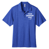 Team 365 Men's Zone Sonic Heather Performance Polo, Sport Royal Heather, Front view, Mockup