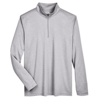 Team 365 Men's Zone Sonic Heather Performance Quarter-Zip Pullover, Athletic Heather, Front view