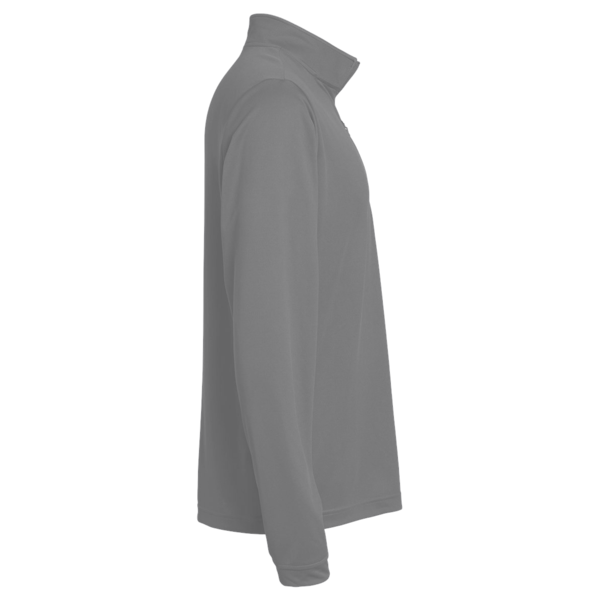 Team 365 Men's Zone Sonic Heather Performance Quarter-Zip Pullover, Dark Grey Heather, Right Sleeve view