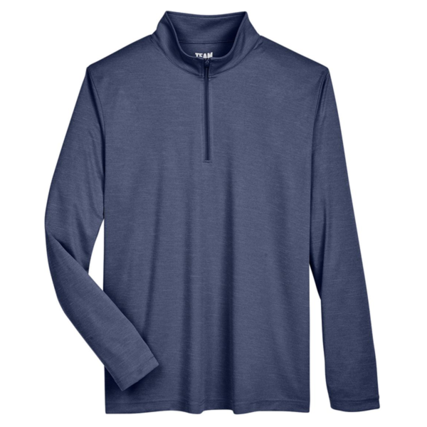 Team 365 Men's Zone Sonic Heather Performance Quarter-Zip Pullover, Sport Dark Navy Heather, Front view