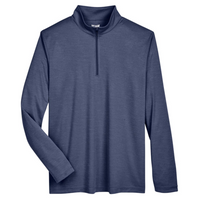 Team 365 Men's Zone Sonic Heather Performance Quarter-Zip Pullover, Sport Dark Navy Heather, Front view