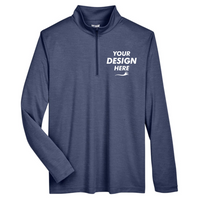 Team 365 Men's Zone Sonic Heather Performance Quarter-Zip Pullover, Sport Dark Navy Heather, Front view, Mockup