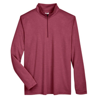 Team 365 Men's Zone Sonic Heather Performance Quarter-Zip Pullover, Sport Maroon Heather, Front view