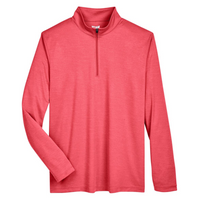 Team 365 Men's Zone Sonic Heather Performance Quarter-Zip Pullover, Sport Red Heather, Front view