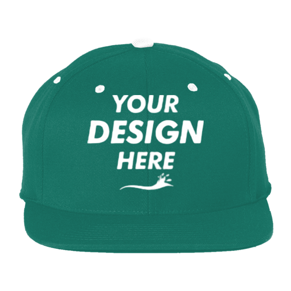 Team 365 Pro-Formance® Contrast Eyelets Cap, Sport Forest / White, Front view, Mockup
