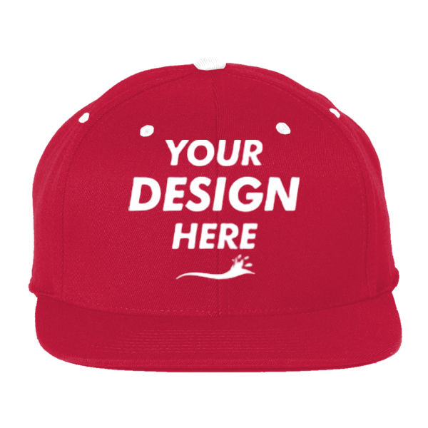 Team 365 Pro-Formance® Contrast Eyelets Cap, Sport Red / White, Front view, Mockup