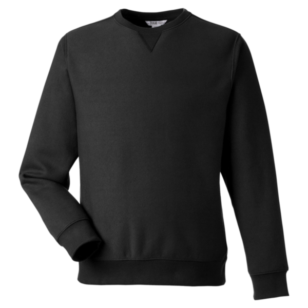 Team 365 Unisex Zone HydroSport™ Heavyweight Crewneck Sweatshirt, Black, Front view