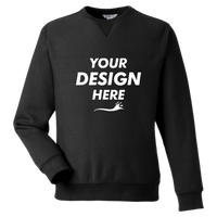 Team 365 Unisex Zone HydroSport™ Heavyweight Crewneck Sweatshirt, Black, Front view, Mockup