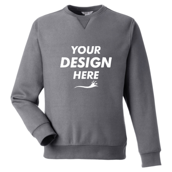 Team 365 Unisex Zone HydroSport™ Heavyweight Crewneck Sweatshirt, Dark Grey Heather, Front view, Mockup