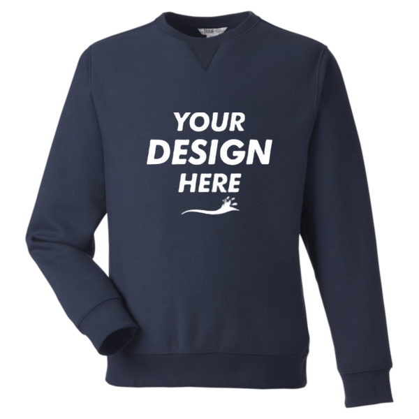 Team 365 Unisex Zone HydroSport™ Heavyweight Crewneck Sweatshirt, Sport Dark Navy, Front view, Mockup