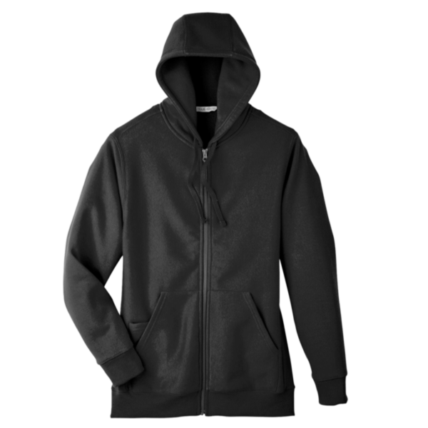 Team 365 Unisex Zone HydroSport™ Heavyweight Full-Zip Hooded Sweatshirt, Black, Front view