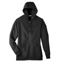 Team 365 Unisex Zone HydroSport™ Heavyweight Full-Zip Hooded Sweatshirt, Black, Front view