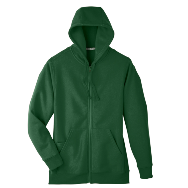 Team 365 Unisex Zone HydroSport™ Heavyweight Full-Zip Hooded Sweatshirt, Sport Dark Green, Front view