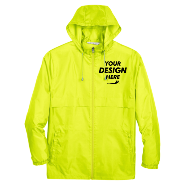 Team 365 Unisex Zone Protect Lightweight Jacket, Safety Yellow, Front view, Mockup