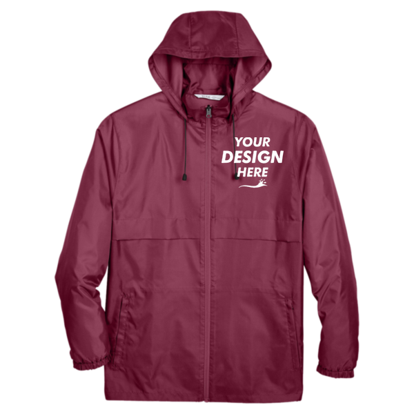 Team 365 Unisex Zone Protect Lightweight Jacket, Sport Maroon, Front view, Mockup
