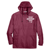 Team 365 Unisex Zone Protect Lightweight Jacket, Sport Maroon, Front view, Mockup