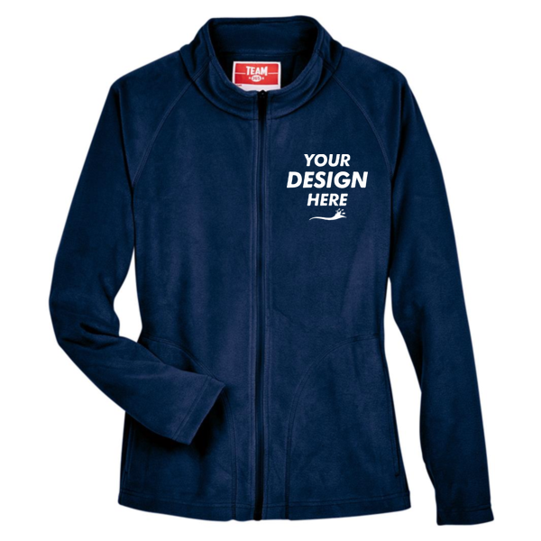 Team 365 Women's Campus Microfleece Jacket, Sport Dark Navy, Front view, Mockup